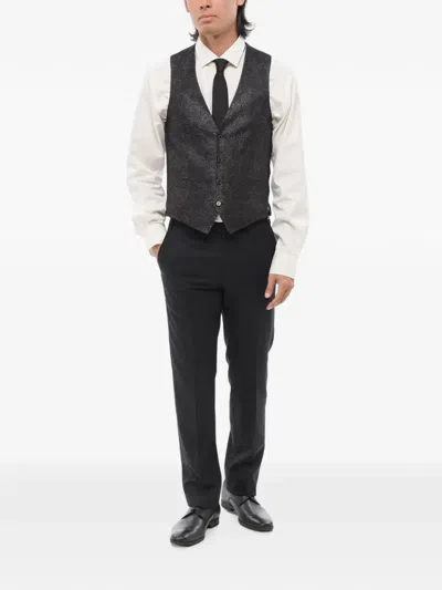 Corneliani Geometric-pattern Iridescent Waistcoat In Black