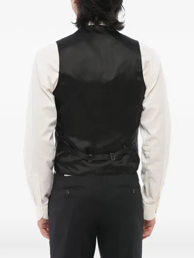 Corneliani Geometric-pattern Iridescent Waistcoat In Black