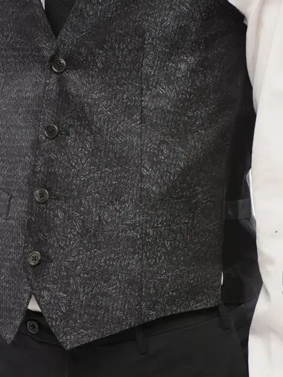Corneliani Geometric-pattern Iridescent Waistcoat In Black