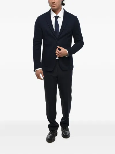 Corneliani Patch-pocket Single-breasted Blazer In Blue