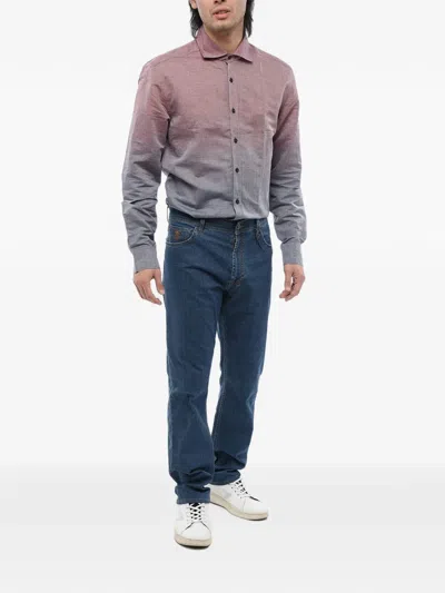 Corneliani Contrasting-stitch Regular-fit Jeans In Blue