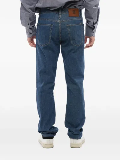 Corneliani Contrasting-stitch Regular-fit Jeans In Blue