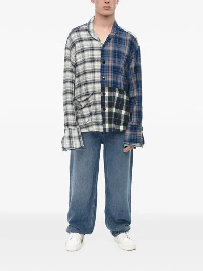 Greg Lauren Patchwork Shawl-collar Shirt In Multi