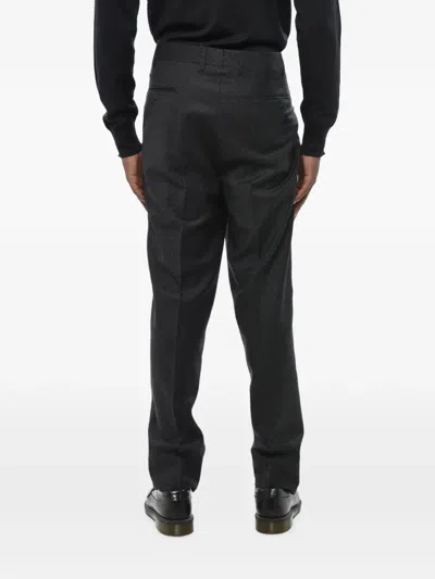 Corneliani Checked Flat-front Trousers In Black