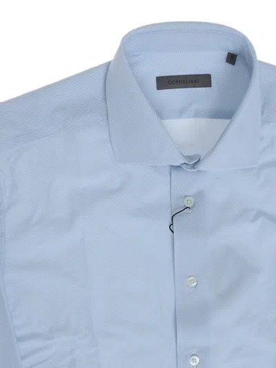 Corneliani Striped Stretch Shirt In Blue