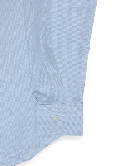 Corneliani Striped Stretch Shirt In Blue