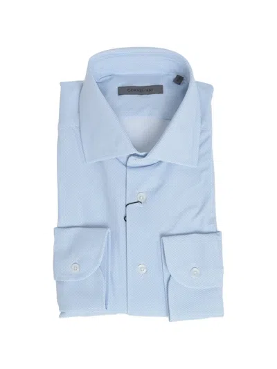 Corneliani Striped Stretch Shirt In Blue
