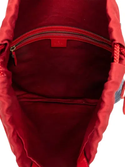 Pre-owned Gucci 2000-2015 Canvas Sylvie Baiadera Web Drawstring Backpack In Red