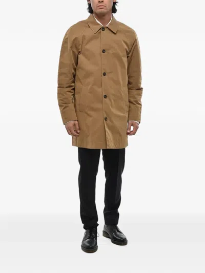 Corneliani Raglan-sleeve Button-up Coat In Brown