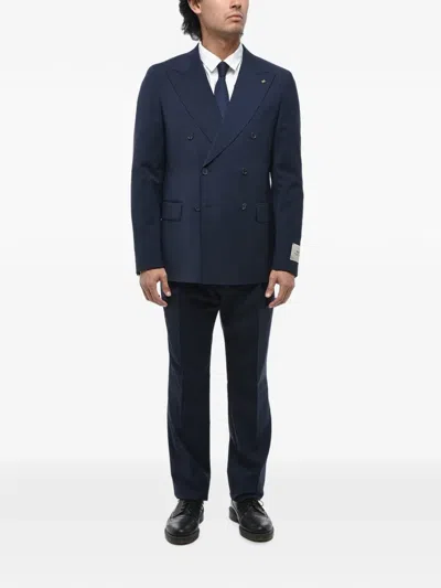 Corneliani Double-breasted Peak-lapel Suit In Blue