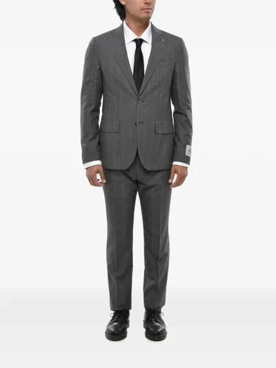Corneliani Single-breasted Checked Suit In Black