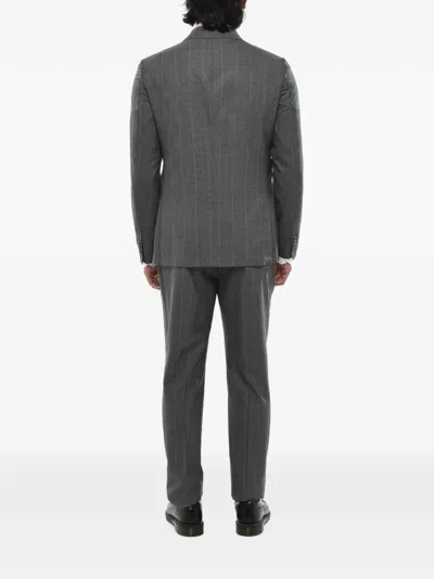 Corneliani Single-breasted Checked Suit In Black