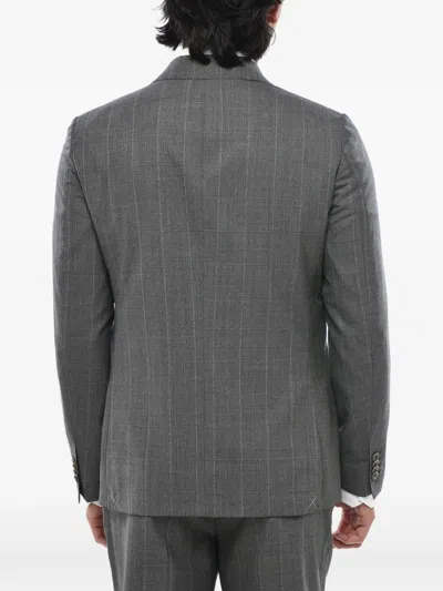 Corneliani Single-breasted Checked Suit In Black