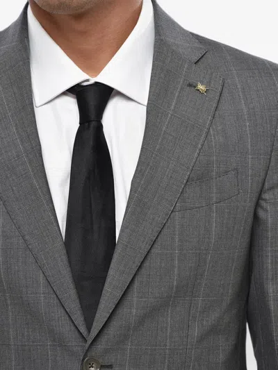Corneliani Single-breasted Checked Suit In Black