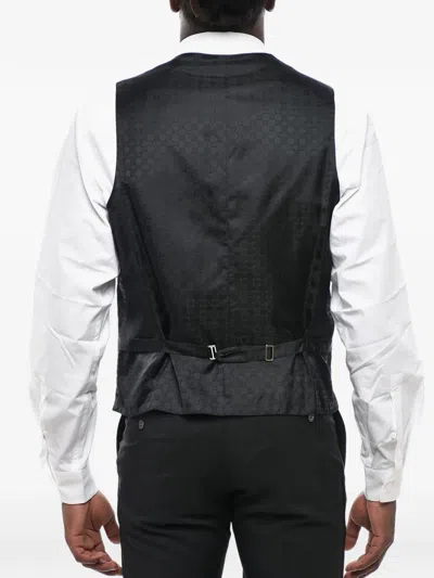 Corneliani Patterned-jacquard Button-up Waistcoat In Black