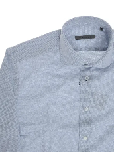 Corneliani Honeycomb-pattern Cotton Shirt In Blue
