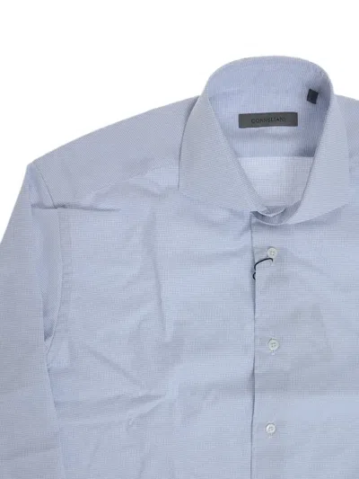 Corneliani Patterned Long-sleeve Shirt In Blue