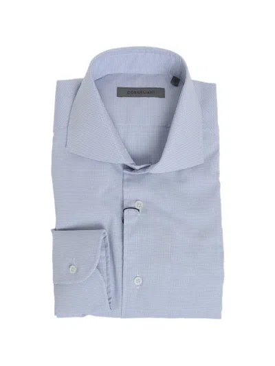 Corneliani Patterned Long-sleeve Shirt In Blue