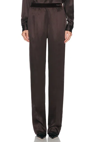 Tom Ford Silk Satin Straight Leg Pant In Black