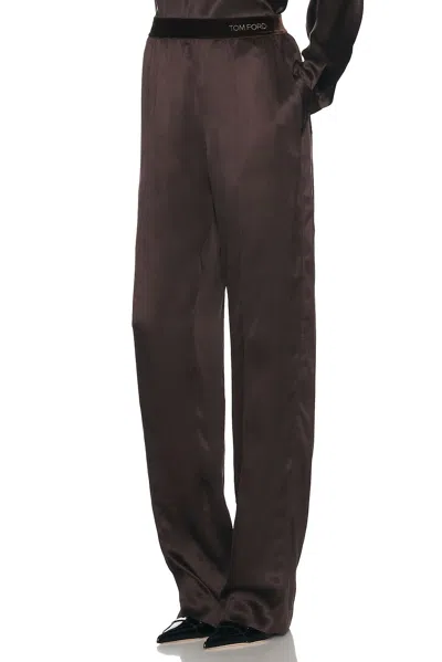 Tom Ford Silk Satin Straight Leg Pant In Black