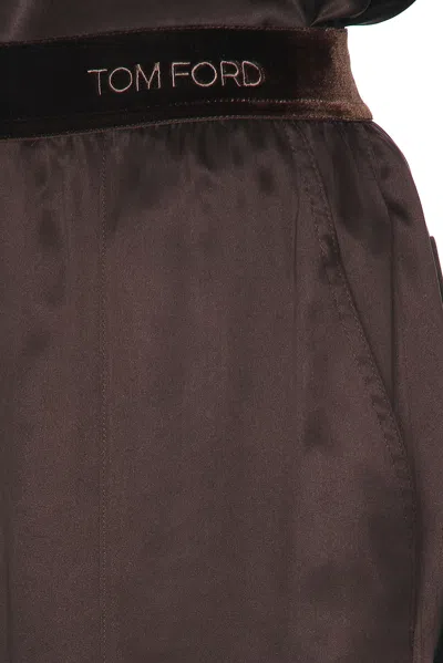 Tom Ford Silk Satin Straight Leg Pant In Black