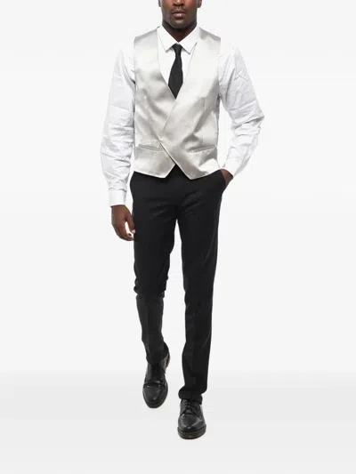 Corneliani Double-breasted Silk Waistcoat In Neutral