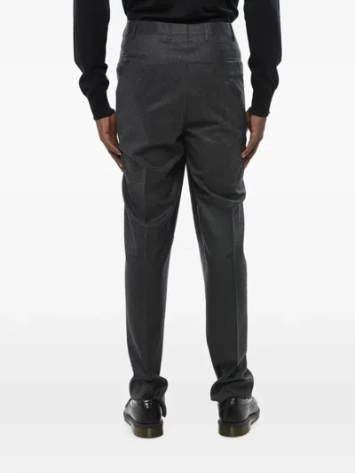 Corneliani Flat-front Wool Trousers In Gray