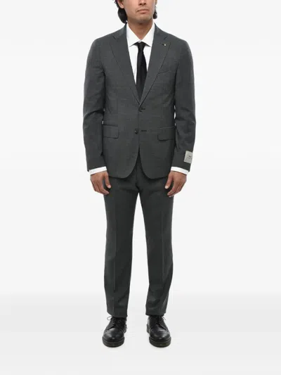Corneliani Single-breasted Checked Suit In Gray