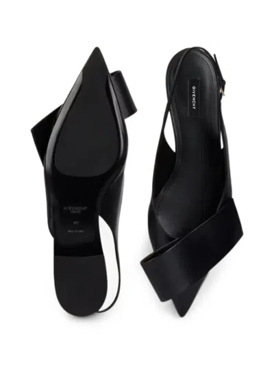 Givenchy Black Twisted Ribbon Slingback Ballerina Flats In Black