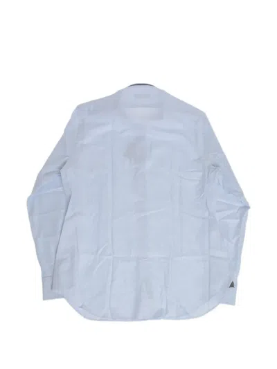 Corneliani Wave-pattern French-collar Shirt In Blue