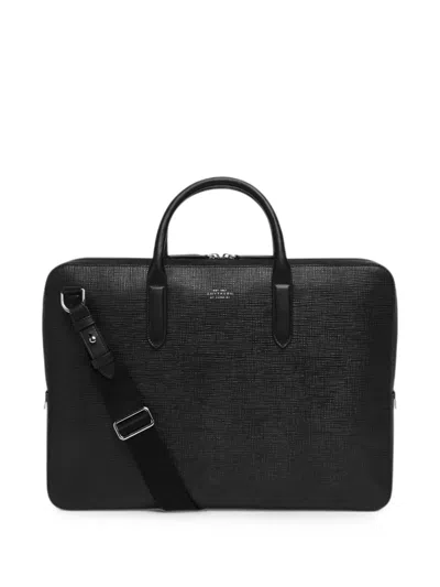 Smythson 크로스 그레인 브리프 케이스 In Black
