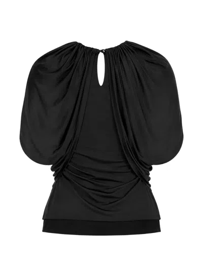 Anna October Evangeline Draped Blouse In Black