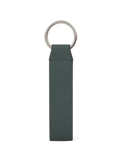 Smythson 파나마 레더 키링 In Green