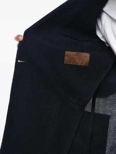 Corneliani Textured Double-breasted Blazer In Black