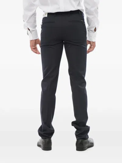 Corneliani Dark Navy Flat Front Pants In Black