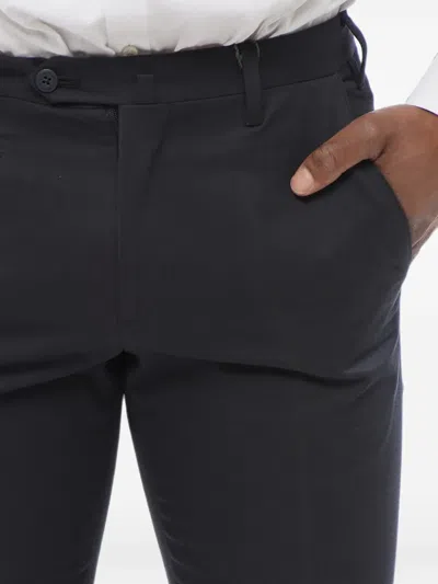 Corneliani Dark Navy Flat Front Pants In Black
