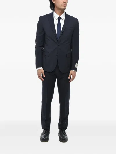 Corneliani Single-breasted Flap-pocket Suit In Blue