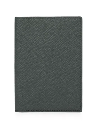 Smythson 파나마 크로스 그레인 여권 커버 In Green