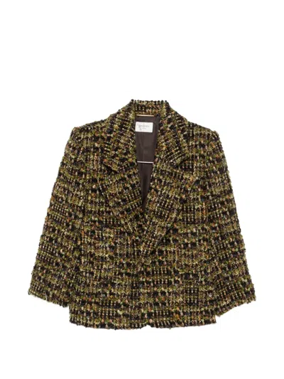 Saint Laurent Multicolor Wool Oves Aries Full-length Jacket In Green