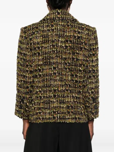 Saint Laurent Multicolor Wool Oves Aries Full-length Jacket In Green