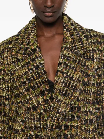 Saint Laurent Multicolor Wool Oves Aries Full-length Jacket In Green