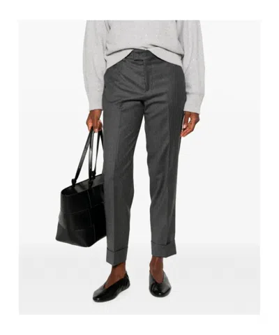 Berwich Alice Pressed-crease Turn-up Trousers In Gray