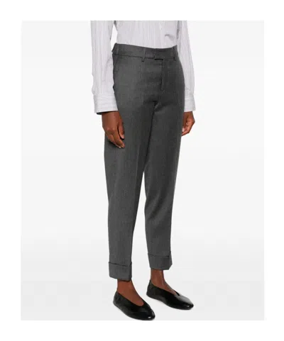 Berwich Alice Pressed-crease Turn-up Trousers In Gray