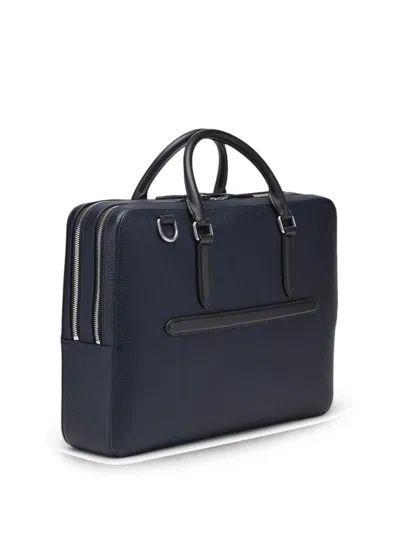 Smythson Large Briefcase With Zip Front In Ludlow In Black