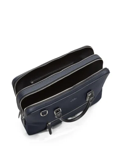 Smythson Large Briefcase With Zip Front In Ludlow In Black