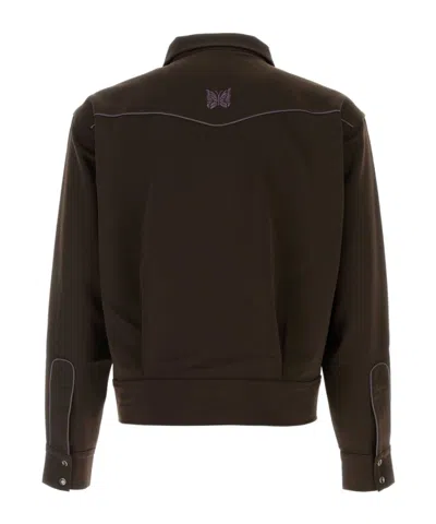 Needles Butterfly-embroidered Piped Jacket In Brown
