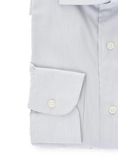 Corneliani Striped Spread-collar Shirt In White