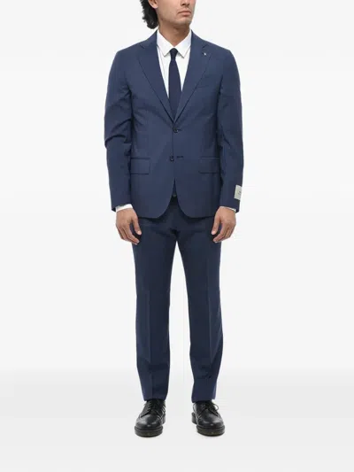 Corneliani Single-breasted Flap-pocket Suit In Blue