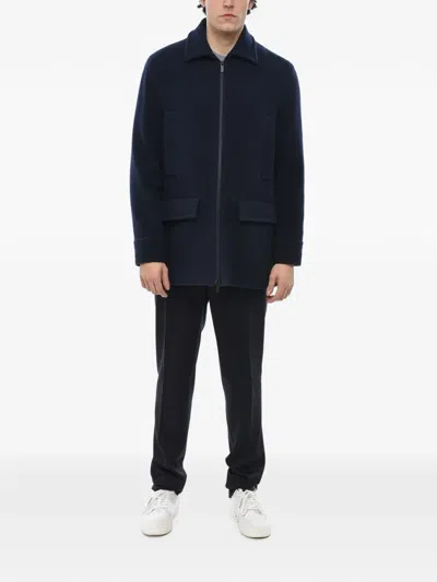 Corneliani Zip-up Four-pocket Coat In Blue
