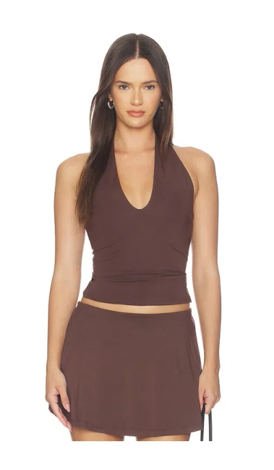 Skims Smooth Layers Halter Top In Brown